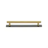 PL4458 128-BSB Heritage Brass Cabinet Pull Knurled Design with Plate 128mm ctc Matt Bronze&sol;Satin Brass Finish