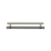 PL4458 128-BSN Heritage Brass Cabinet Pull Knurled Design with Plate 128mm ctc Matt Bronze&sol;Satin Nickel Finish