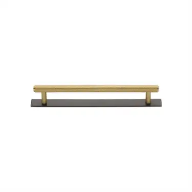 Click Here To Enlarge This Photo Of PL4458 96-BSB Heritage Brass Cabinet Pull Knurled Design with Plate 96mm ctc Matt Bronze&sol;Satin Brass Finish