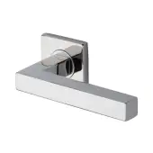SS-SQ601-P M&period;Marcus 'Steel Line' Square Lever on Square Rose Polished Stainless Steel Finish