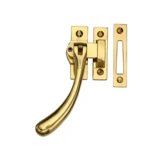 V1008L MP&sol;HP-PB Heritage Brass Lockable Casement Window Fastener Ball Design  Polished Brass Finish
