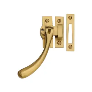 V1008L MP&sol;HP-SB Heritage Brass Lockable Casement Window Fastener Ball Design  Satin Brass Finish