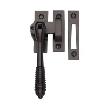 Click Here To Enlarge This Photo Of V894L MP&sol;HP-MB Heritage Brass Lockable Mortice Hook Plate Casement Fastener Reeded Design Matt Bronze finish