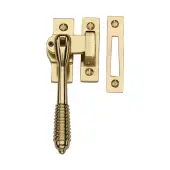 V894L MP&sol;HP-PB Heritage Brass Lockable Mortice Hook Plate Casement Fastener Reeded Design Polished Brass finish