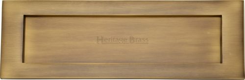 Click Here To Enlarge This Photo Of V850 305-AT Heritage Brass Letterplate 12" x 4" Antique Brass Finish