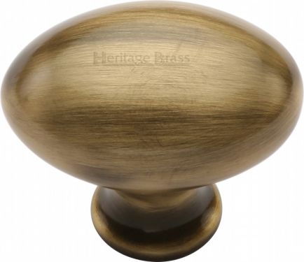 Click Here To Enlarge This Photo Of C114 32-AT Heritage Brass Cabinet Knob Victorian Oval Design 32mm Antique Brass Finish