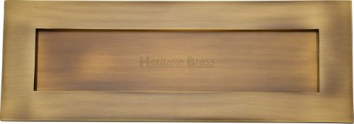 Click Here To Enlarge This Photo Of V850 356-AT Heritage Brass Letterplate 14" x 4 &half;" Antique Brass Finish