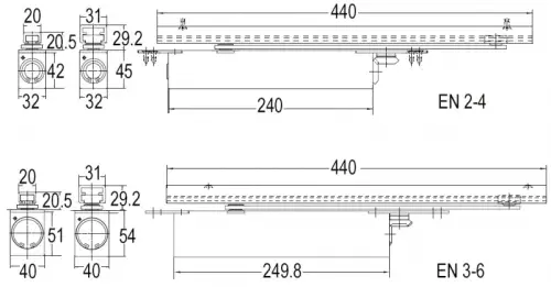 Click Here To Enlarge This Photo Of GEZE Boxer Silver Power Size 3-6 Heavy Duty Concealed Cam Action Door Closer
