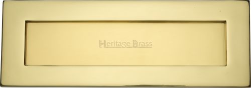 Click Here To Enlarge This Photo Of V850 356-PB Heritage Brass Letterplate 14" x 4 &half;" Polished Brass Finish