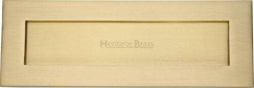 Click Here To Enlarge This Photo Of V850 356-SB Heritage Brass Letterplate 14" x 4 &half;" Satin Brass Finish