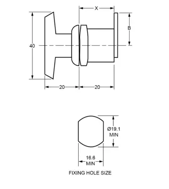 Click Here To Enlarge This Photo Of L9508 - Lowe & Fletcher 2630 Locking Mini &grave;T&grave; Handle - 20mm CP