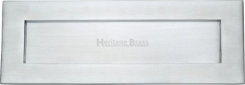 Click Here To Enlarge This Photo Of V850 356-SC Heritage Brass Letterplate 14" x 4 &half;" Satin Chrome Finish