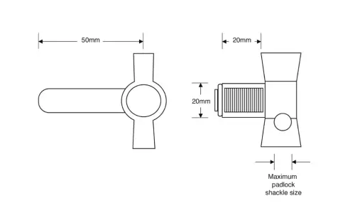 Click Here To Enlarge This Photo Of AS9947 - ASEC 20mm Latchlock Straight Cam To Accept Padlock - Accepts up to 9mm Padlock