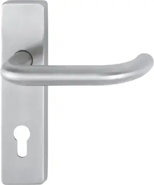 Click Here To Enlarge This Photo Of E138F&sol;202K-A4 &lpar;AR361&sol;13-72&rpar; Hoppe Euro Profile Levers 72mm Centres on Plate - Satin Stainless Steel &lpar;87100968&rpar;