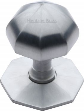 Click Here To Enlarge This Photo Of V880-SC Heritage Brass Octagon Centre Door Knob 2 &half;" Satin Chrome Finish