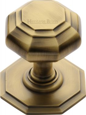 Click Here To Enlarge This Photo Of V890-AT Heritage Brass Octagon Centre Door Knob 3" Antique Brass Finish