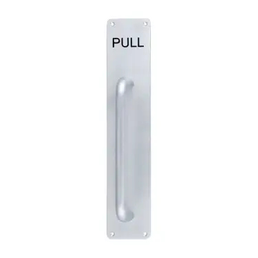 Click Here To Enlarge This Photo Of AR205&sol;225FF-P-PULL Hoppe 19mm Dia x 225mm &lpar;375mm Plate&rpar; Pull Handle on Plate engraved 'PULL' - Satin Anodised Aluminium