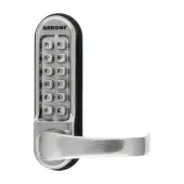 AR526-SSS Hoppe Arrone Lever Operated Push Button Code Digital Lock with Code Free Function c&sol;w Tubular Latch - Satin Stainless Steel &lpar;87138591&rpar;