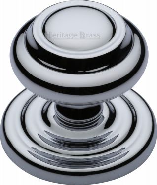 Click Here To Enlarge This Photo Of V905-PC Heritage Brass Centre Door Knob Round Design 3 &half;" Polished Chrome Finish