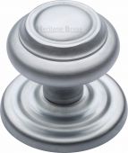 V905-SC Heritage Brass Centre Door Knob Round Design 3 &half;" Satin Chrome Finish
