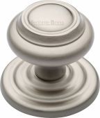 V905-SN Heritage Brass Centre Door Knob Round Design 3 &half;" Satin Nickel Finish