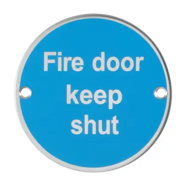 Click Here To Enlarge This Photo Of AR902 Hoppe 76mm &OpenCurlyDoubleQuote;Fire Door Keep Shut&rdquo; Sign - Polished Stainless Steel &lpar;8511270&rpar;