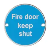 AR902 Hoppe 76mm &OpenCurlyDoubleQuote;Fire Door Keep Shut&rdquo; Sign - Polished Stainless Steel &lpar;8511270&rpar;