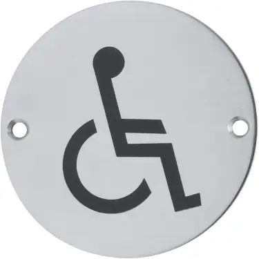 Click Here To Enlarge This Photo Of AR903D-SSS Hoppe 76mm Circular Disabled Sign - Satin Stainless Steel &lpar;8511312&rpar;