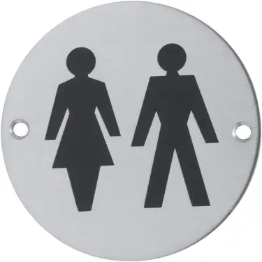 Click Here To Enlarge This Photo Of AR903U-SSS Hoppe 76mm Circular Unisex Sign - Satin Stainless Steel &lpar;87100985&rpar;