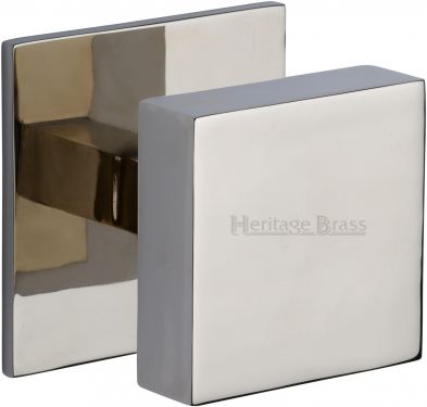Click Here To Enlarge This Photo Of V908-PNF Heritage Brass Centre Door Knob Square Design 3" Polished Nickel Finish