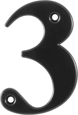 Click Here To Enlarge This Photo Of AR740-3-BLK Hoppe 79mm Face Fix Numeral 3 - Black &lpar;87143610&rpar;
