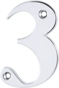 Click Here To Enlarge This Photo Of AR740-3-PCH Hoppe 79mm Face Fix Numeral 3 - Polished Chrome &lpar;87143624&rpar;