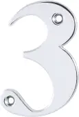 AR740-3-PCH Hoppe 79mm Face Fix Numeral 3 - Polished Chrome &lpar;87143624&rpar;