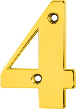 Click Here To Enlarge This Photo Of AR740-4-PBR Hoppe 79mm Face Fix Numeral 4 - Polished Brass &lpar;87143645&rpar;