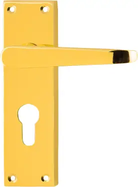 Click Here To Enlarge This Photo Of AR5000&sol;13 Hoppe Victorian Straight Euro Profile Lock Levers on Plate - Polished Brass &lpar;87115923&rpar;