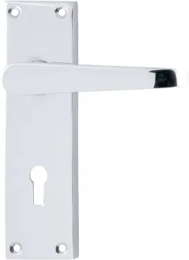 Click Here To Enlarge This Photo Of AR5000&sol;12 Hoppe Victorian Straight Standard Key Lock Levers on Plate - Polished Chrome &lpar;87115951&rpar;