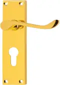 AR5001&sol;13 Hoppe Victorian Scroll Euro Profile Lock Levers on Plate - Polished Brass &lpar;87116028&rpar;