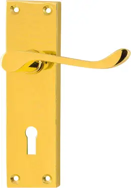 Click Here To Enlarge This Photo Of AR5001&sol;12 Hoppe Victorian Scroll Lock Levers on Plate - Polished Brass &lpar;87116021&rpar;