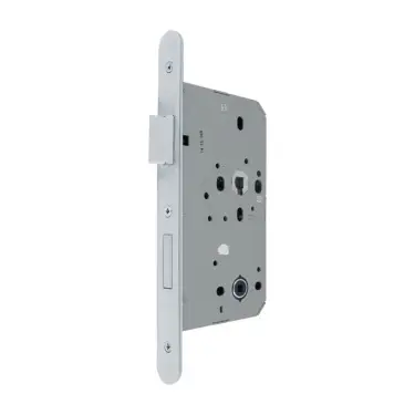 Click Here To Enlarge This Photo Of AR8103-R-60-SSS Hoppe DIN Bathroom Sashlock Radius Forend&comma; 60mm Backset - Satin Stainless Steel &lpar;87134392&rpar;