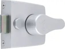 AR845-SE-SC Hoppe 40mm Narrow Style Deadlocking Nightlatch - Silver Case c&sol;w Satin Chrome Cylinder &lpar;87108525&rpar;