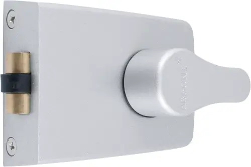 Click Here To Enlarge This Photo Of AR850-SE-SC Hoppe 60mm Standard Roller Bolt Deadlocking Nightlatch - Silver Case c&sol;w Satin Chrome Cylinder &lpar;87108530&rpar;