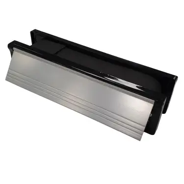 Click Here To Enlarge This Photo Of AFTLBFX&sol;30SAA Astroflame FX Telescopic Intumescent Letter Box &lpar;30min&rpar; 10 inch Satin Anodised Aluminium &lpar;ABS Plastic Black Frame&rpar;