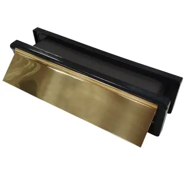 Click Here To Enlarge This Photo Of AFTLBFX&sol;30PB Astroflame FX Telescopic Intumescent Letter Box &lpar;30min&rpar; 10 inch Solid Brass &lpar;ABS Plastic Black Frame&rpar;