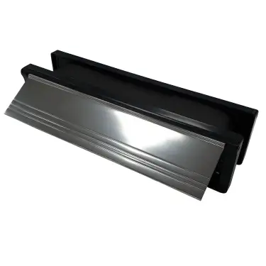 Click Here To Enlarge This Photo Of AFTLBFX&sol;30PA Astroflame FX Telescopic Intumescent Letter Box &lpar;30min&rpar; 10 inch Polished Silver &lpar;ABS Plastic Black Frame&rpar;