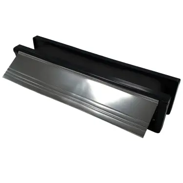 Click Here To Enlarge This Photo Of AFTLBFXC&sol;30PA Astroflame FX Telescopic Intumescent Letter Box &lpar;30min&rpar; 12 inch Polished Silver &lpar;ABS Plastic Black Frame&rpar;
