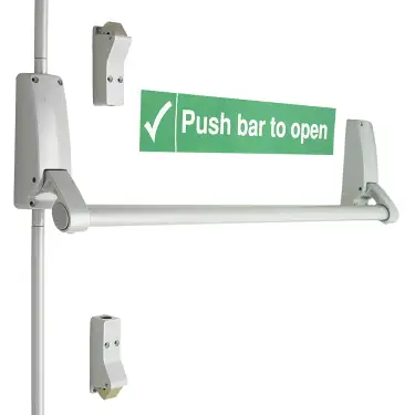 Click Here To Enlarge This Photo Of BRITON 376&period;SE Single Door Push Bar Vertical Panic Bolt - Silver