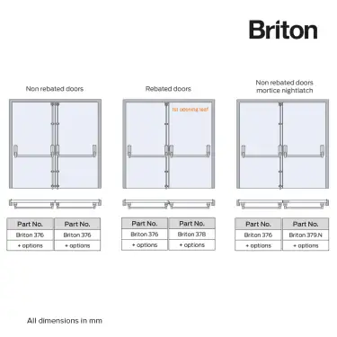 Click Here To Enlarge This Photo Of BRITON 376&period;SE Single Door Push Bar Vertical Panic Bolt - Silver
