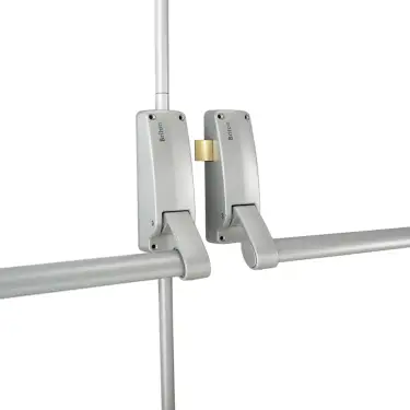 Click Here To Enlarge This Photo Of BRITON 377&period;SE Double Rebated Door Push Bar Panic Exit Set - Silver