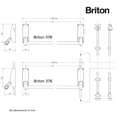 Click Here To Enlarge This Photo Of BRITON 377&period;SE Double Rebated Door Push Bar Panic Exit Set - Silver