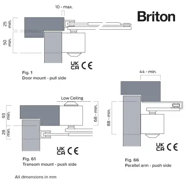 Click Here To Enlarge This Photo Of BRITON 2003&period;SES Fixed Power Size 3 Overhead Door Closer - Silver